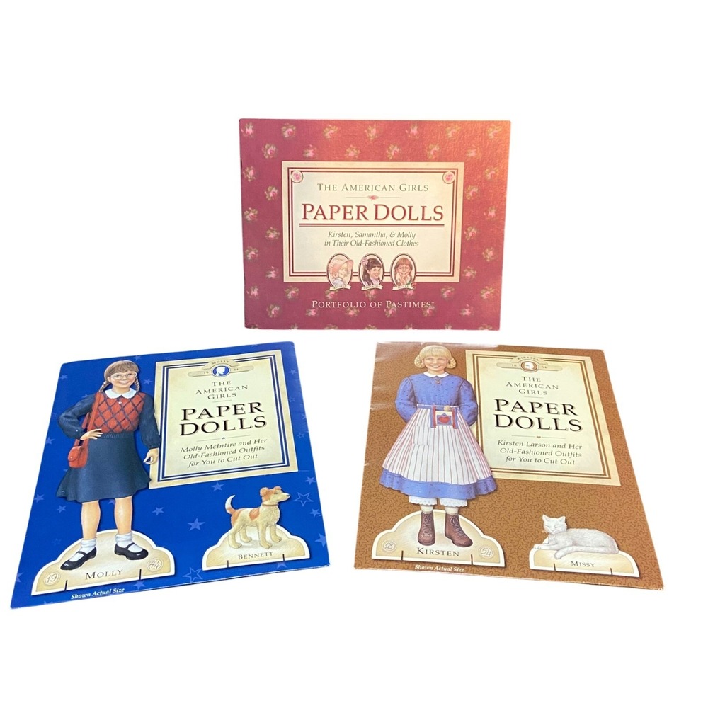 American Girl Paper Dolls Portfolio‎ of Pastimes Kirsten Molly Samantha Vintage
